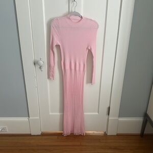 Commense Pink Ribbed Maxi Dress
